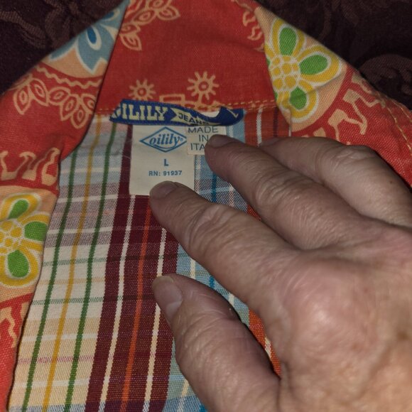 Oilily Orange Floral Jean Jacket Woman's Large - Picture 7 of 8